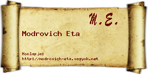Modrovich Eta névjegykártya